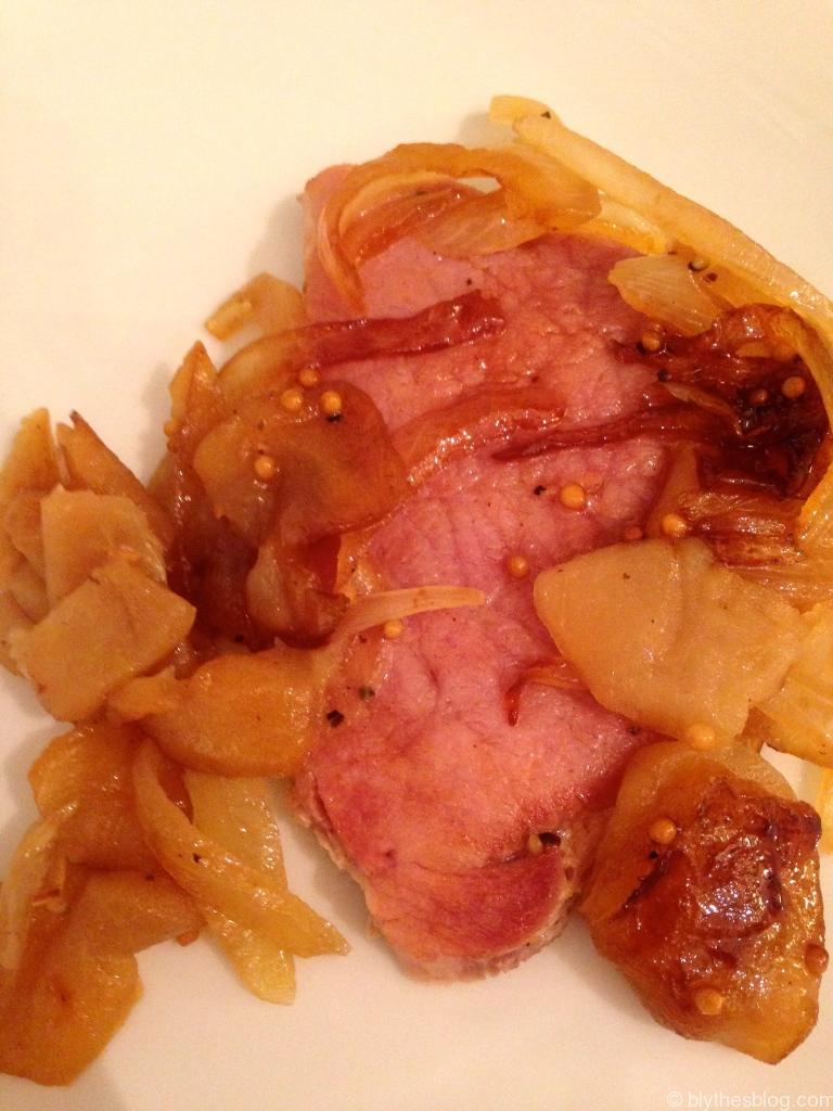Ham Steak with Sautéed Apple & Onions