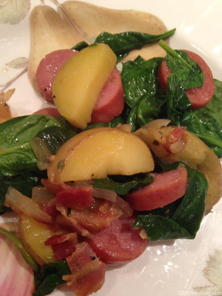 Potato, Spinach & Kielbasa Skillet