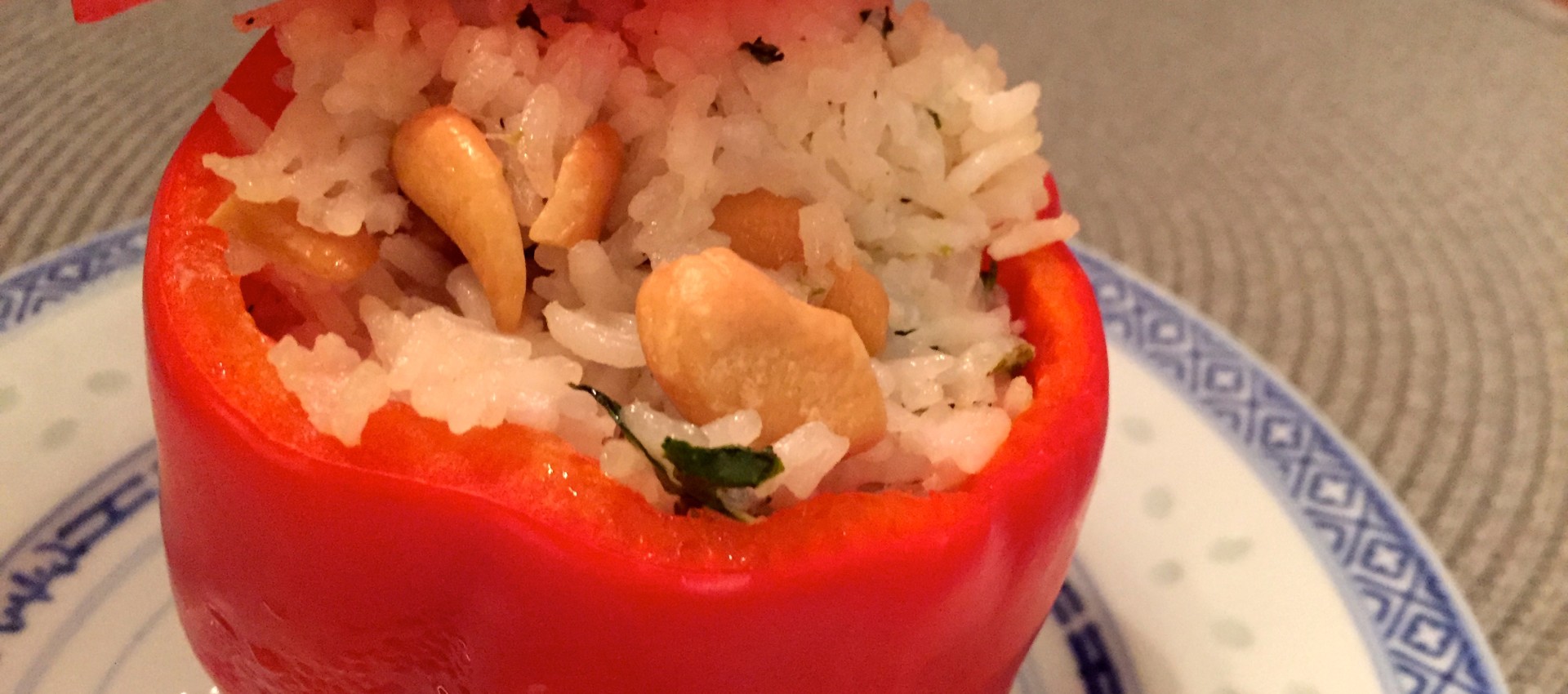 Bell Peppers with Shrimp and Coconut Rice