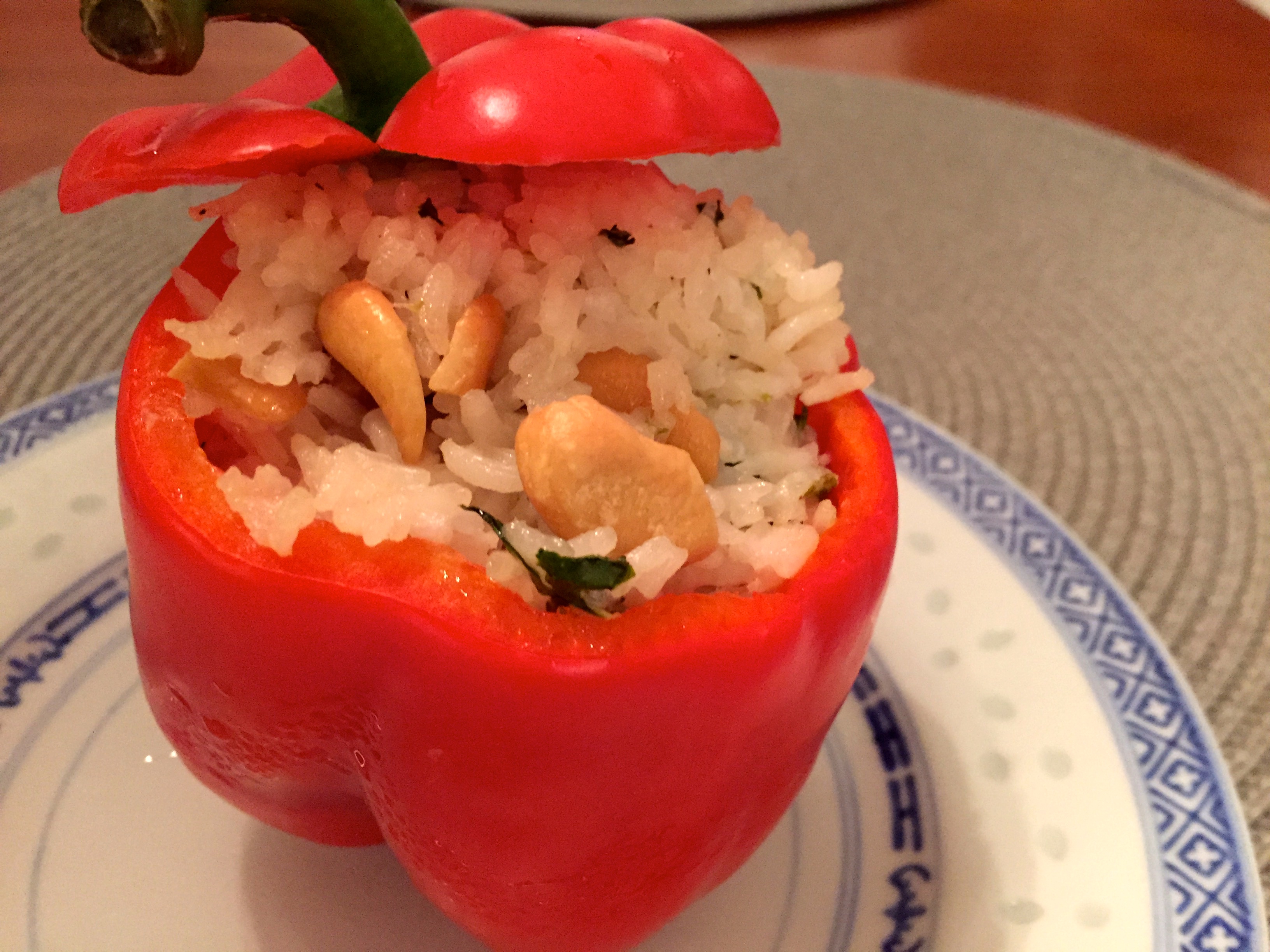 Bell Peppers with Shrimp and Coconut Rice