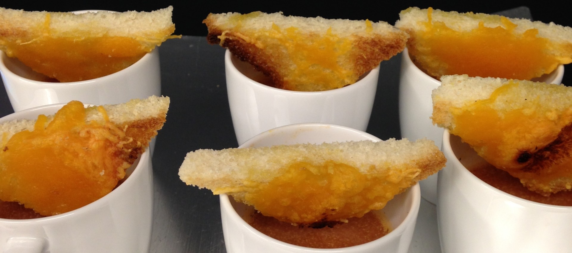 Tomato Soup Shooter with Cheese Toasts