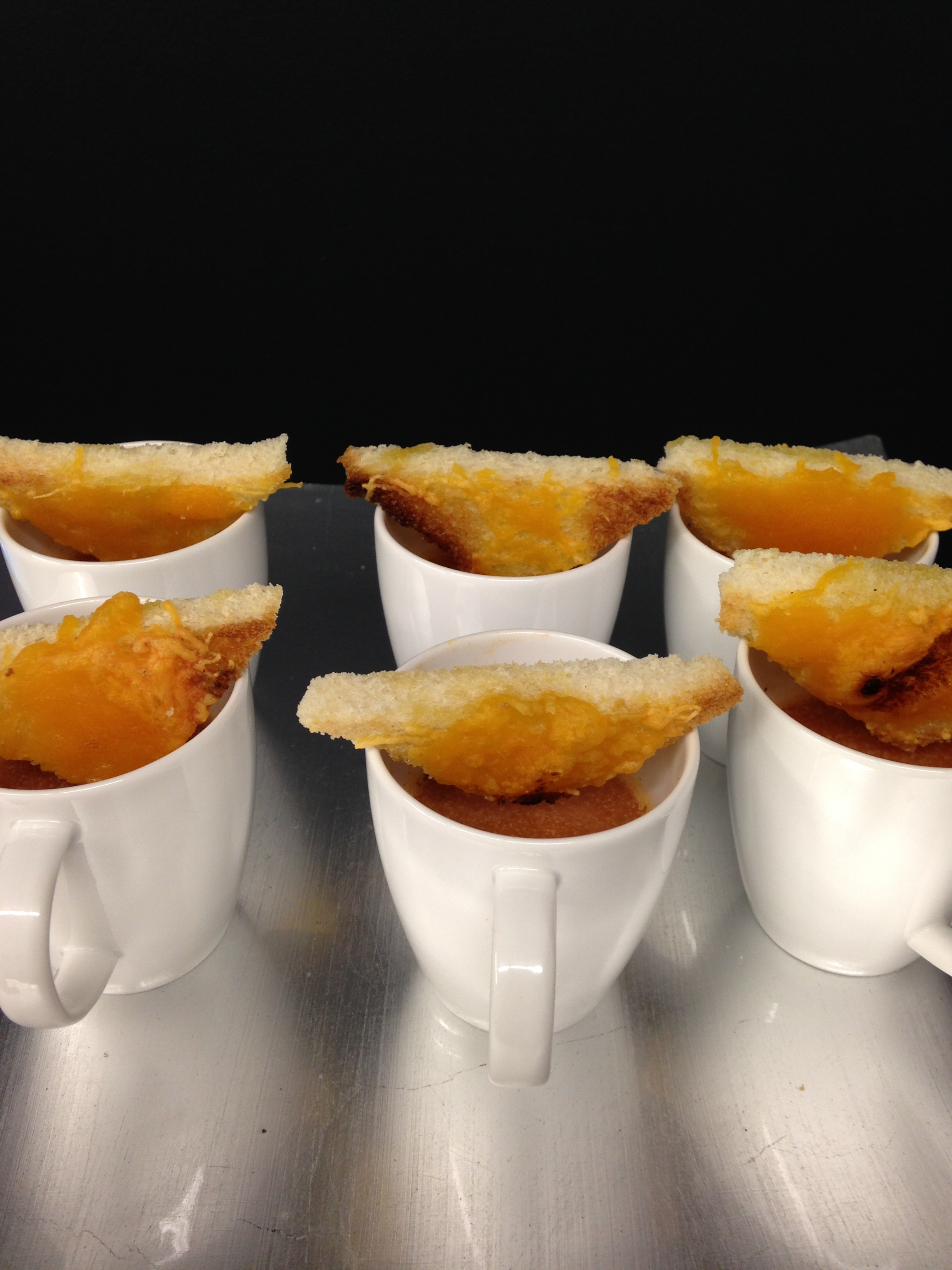 Tomato Soup Shooter with Cheese Toasts