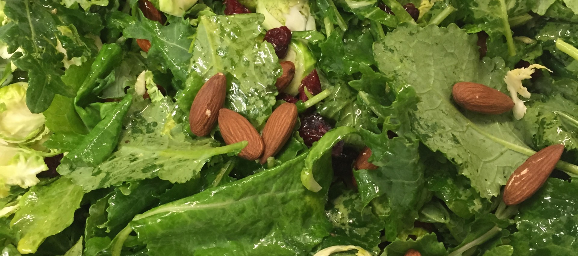 Kale & Brussels Sprout Salad with Cranberries & Toasted Almonds