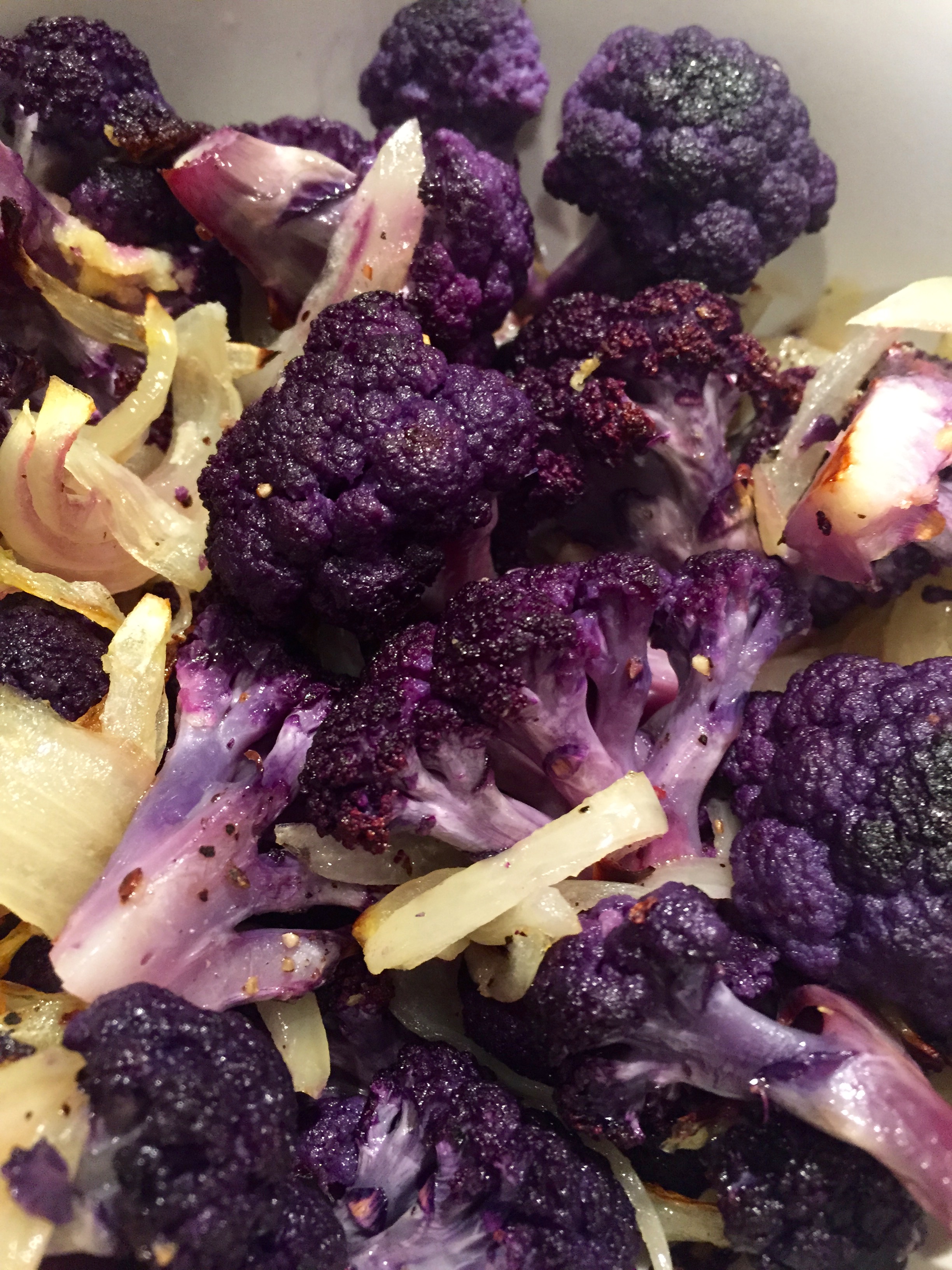 Roasted Purple Cauliflower with Garlic & Onions