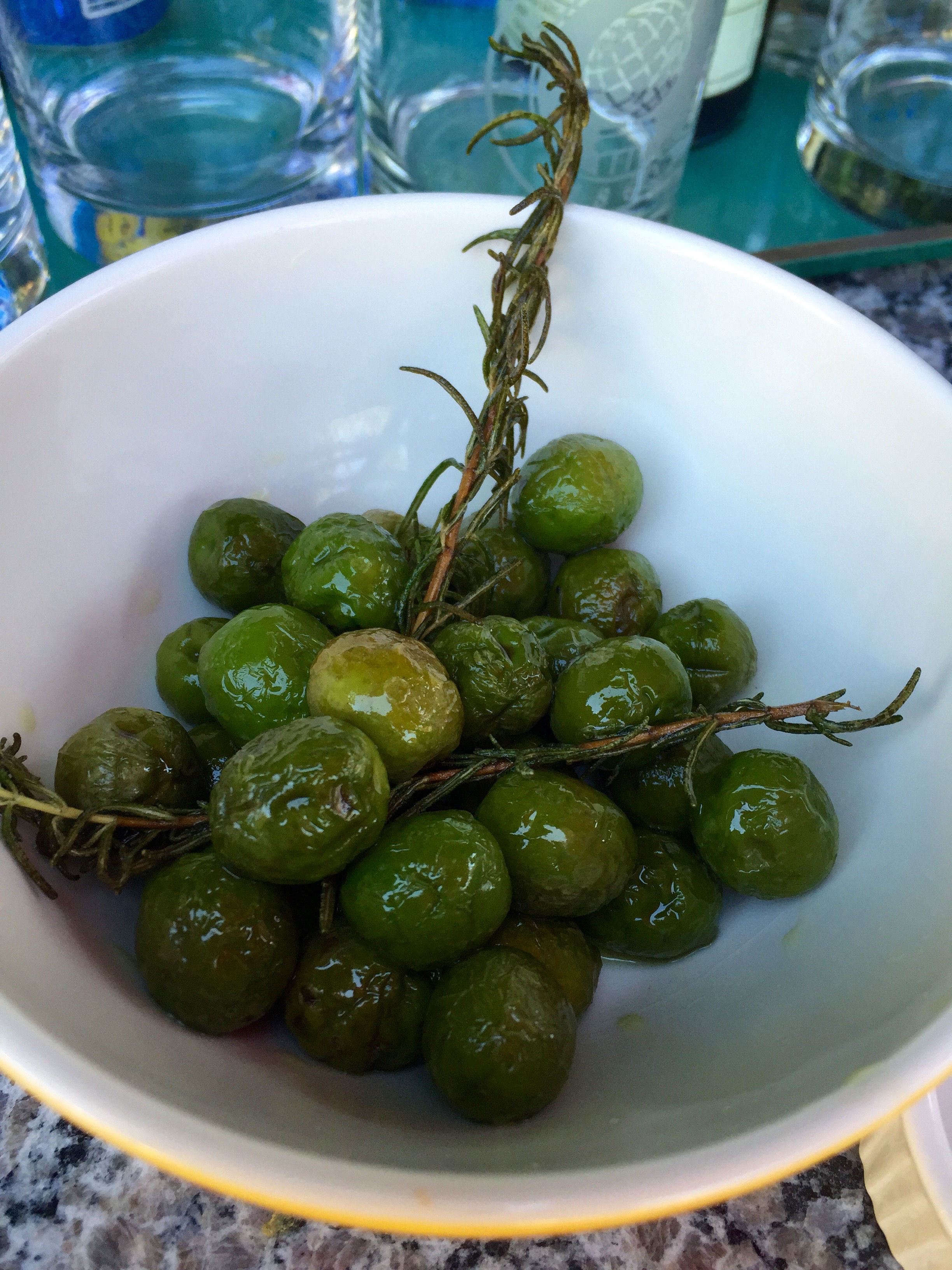 Gin Flambéed Olives