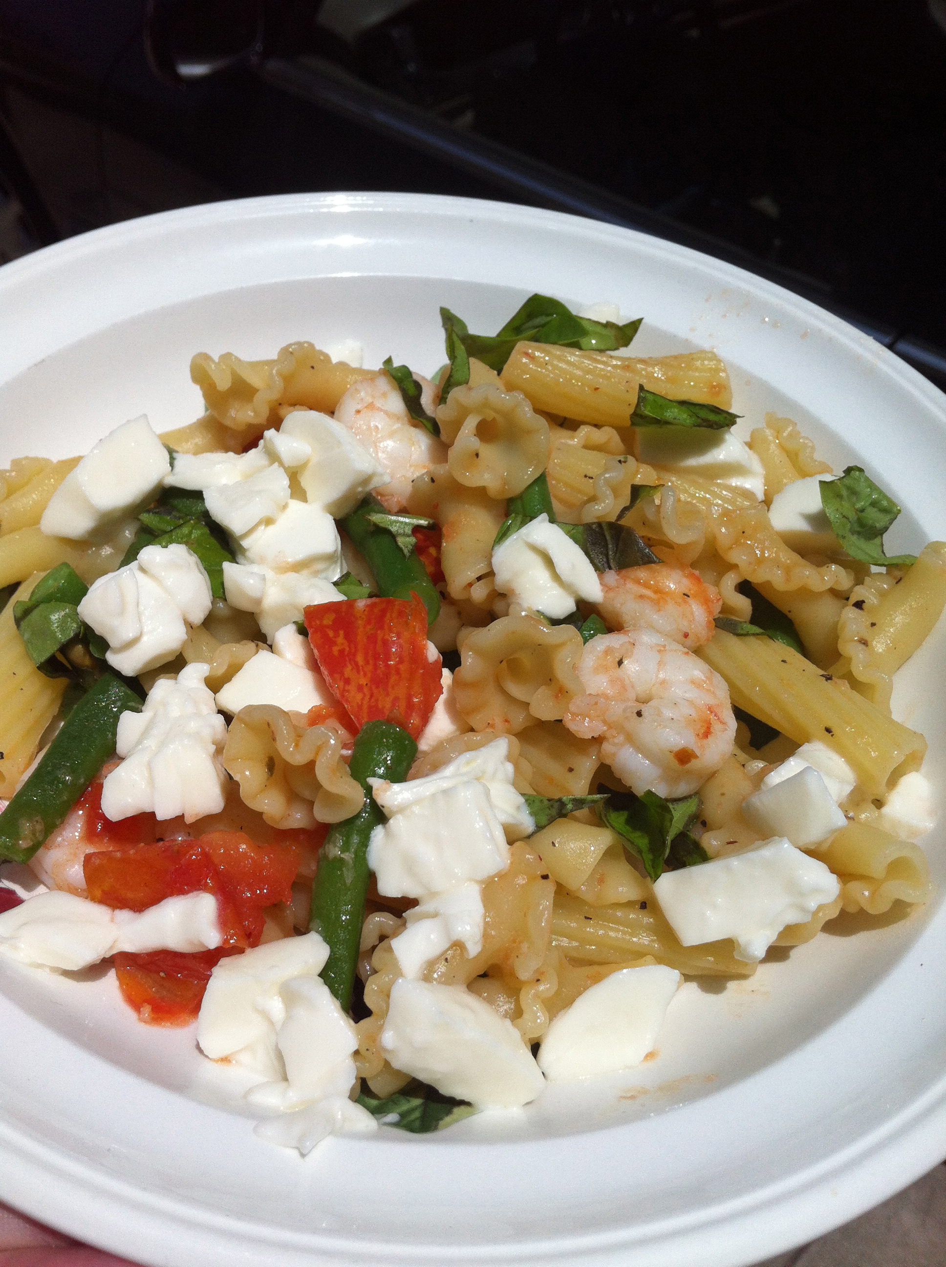 Pasta with Shrimp & Green Beans in Red Pepper Oil