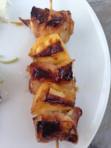Bacon Wrapped Chicken Skewers with Pineapple & Teriyaki Sauce
