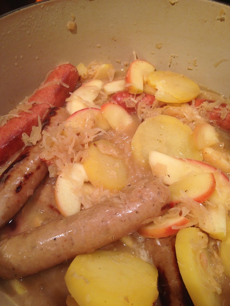 Bratwurst and Sauerkraut Skillet