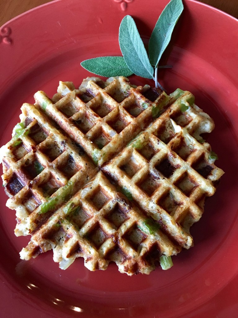 Leftover Stuffing Waffles