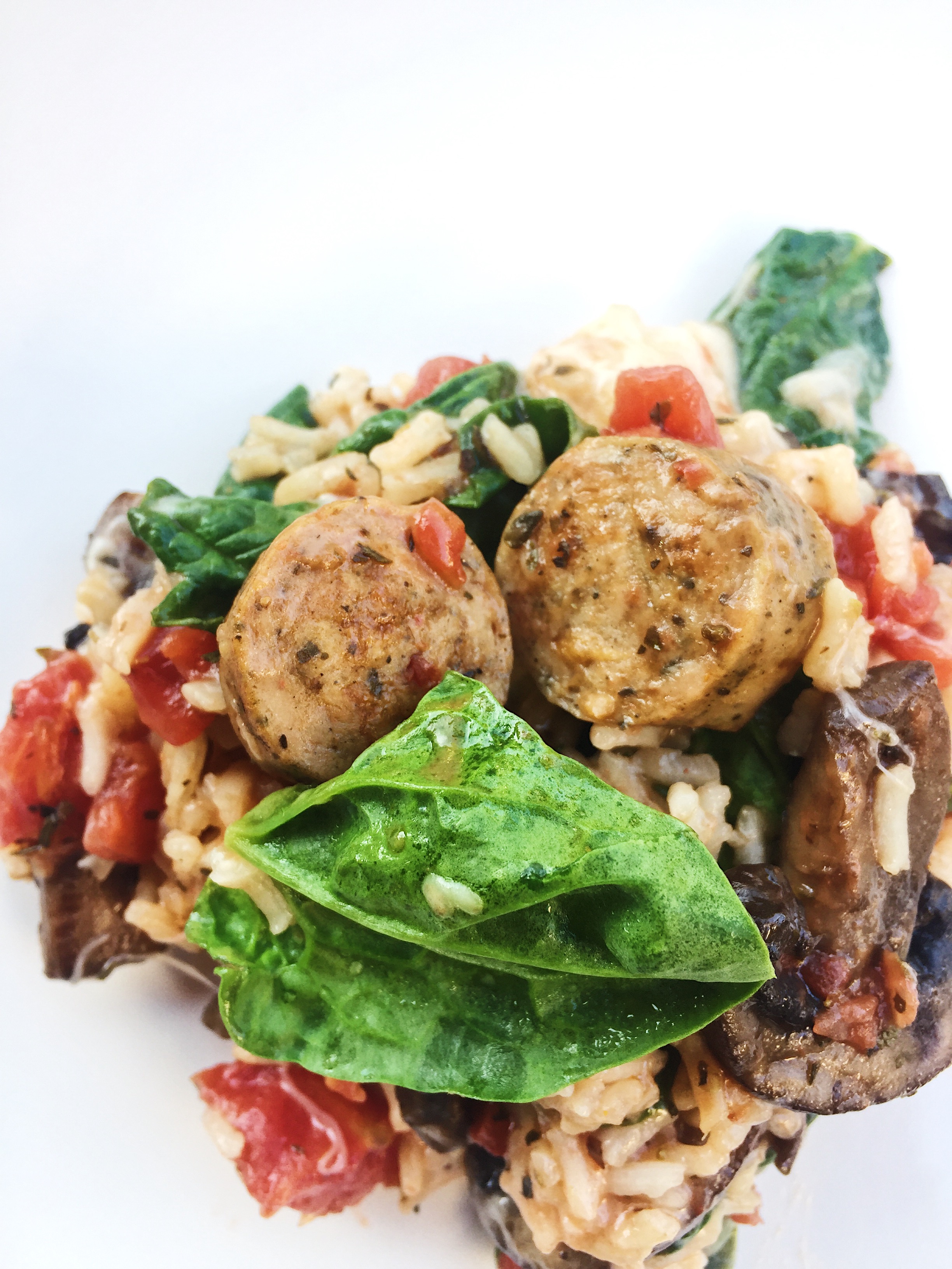 One Pot Italian Sausage, Mushrooms and Rice