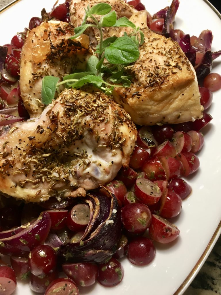 Roasted Chicken Breasts with Grapes and Sherry Vinegar